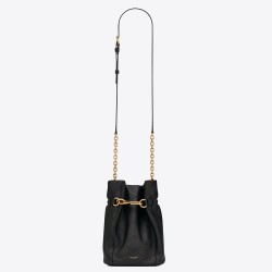 Saint Laurent Le Maillon Hook Bucket Bag In Black Lambskin TDBS28516